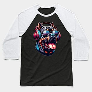 Cane Corso as Smiling DJ in Japanese Art Style Baseball T-Shirt